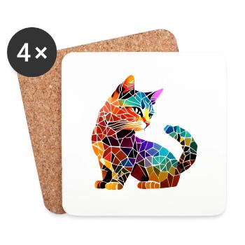Cat, Cat Owner, Pet, Kitten, Domestic Cat - Coasters (set of 4) - white - Front