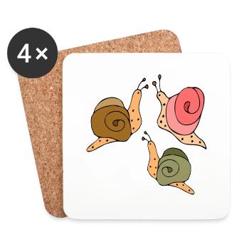 Escargots - Dessous de verre (lot de 4) - blanc - Devant