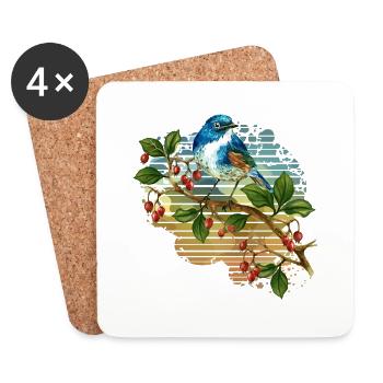 Bunter Vogel - Untersetzer (4er-Set) - Weiß - Vorne