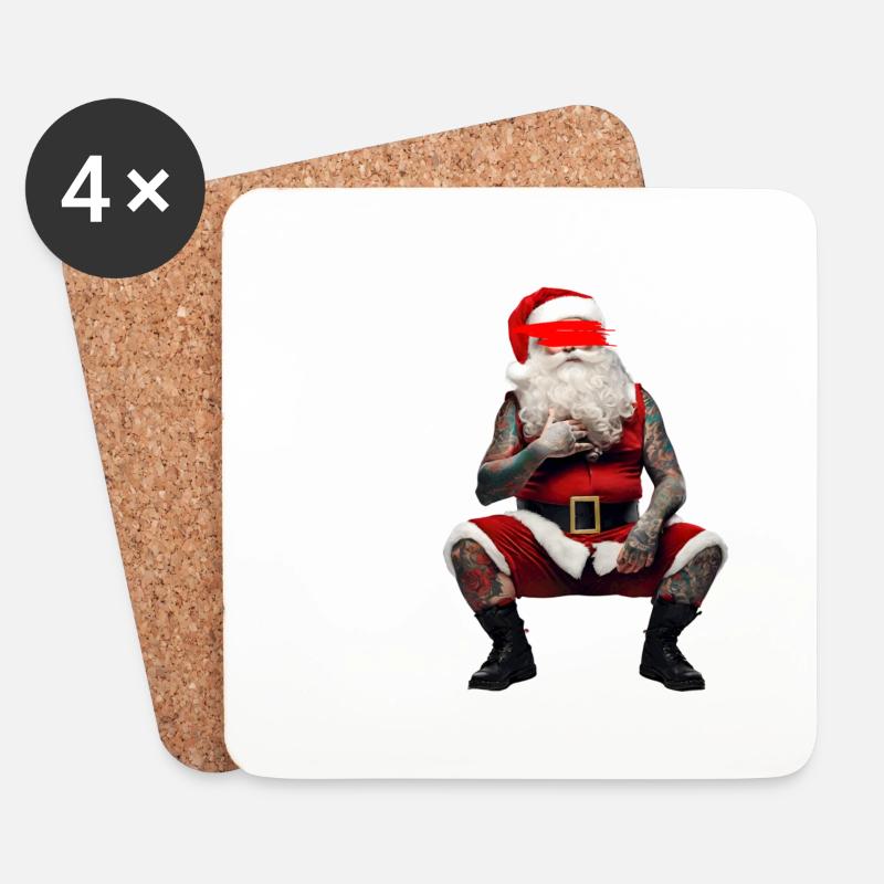 Weihnachtsmannrotauge - Untersetzer (4er-Set) - Weiß