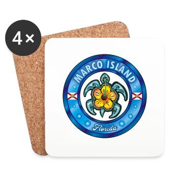 Marco Island Florida Meeresschildkröte Hibiskus - Untersetzer (4er-Set) - Weiß - Vorne