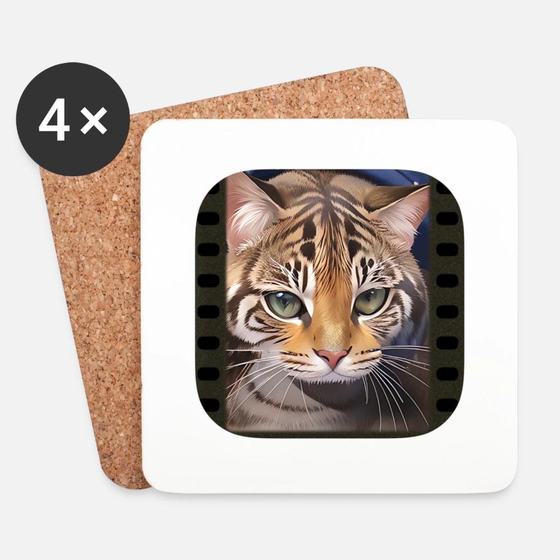 Tieger katze - Untersetzer (4er-Set) - Weiß