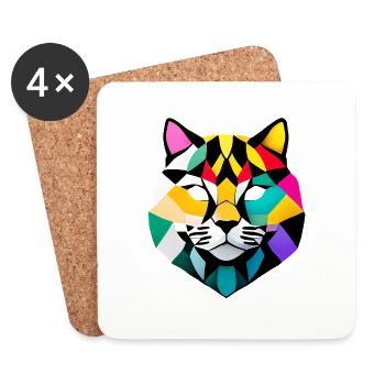 Katze Katzenbesitzer Hauskatze Kätzchen Haustier - Untersetzer (4er-Set) - Weiß - Vorne
