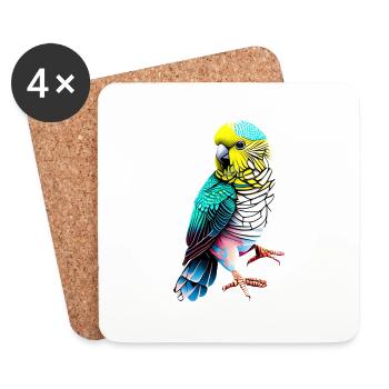 Perruche Oiseau Calopsitte Propriétaire d’oiseau - Dessous de verre (lot de 4) - blanc - Devant