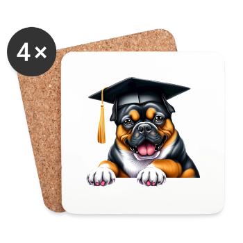 Bachelor Bulldogge Schulabschluss Studium Hunde - Untersetzer (4er-Set) - Weiß - Vorne