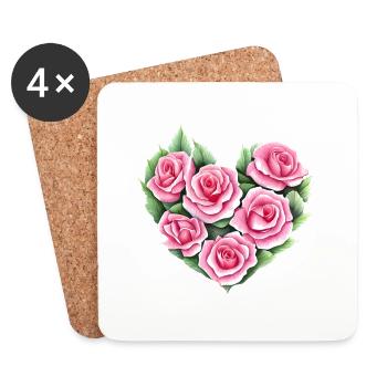 Saint-Valentin, Fête des mères, Mariage, Amour, Fiançailles - Dessous de verre (lot de 4) - blanc - Devant