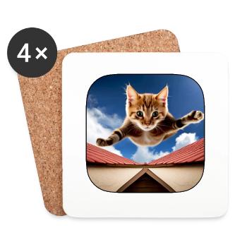 Banzai cat 1 - Coasters (set of 4) - white - Front