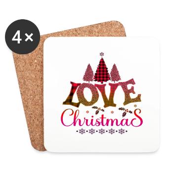 Chat Noël Noël Père Noël Nikolaus coquine - Dessous de verre (lot de 4) - blanc - Devant
