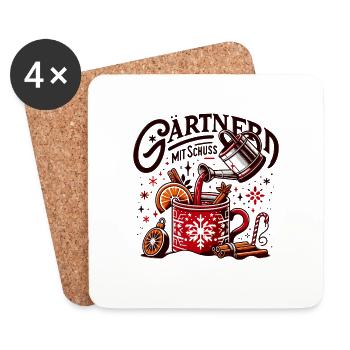 Gärtnern mit Schuss - Garten-Design Weihnachten - Untersetzer (4er-Set) - Weiß - Vorne