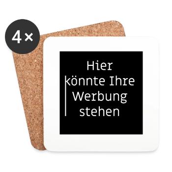 "Hier konnte Ihre Werbung stehen" - Schriftzug - Untersetzer (4er-Set) - Weiß - Vorne