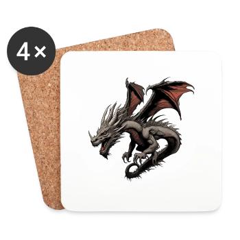 Dragon / Animal / Fire / Mythical Creatures / Fairy Tale - Coasters (set of 4) - white - Front