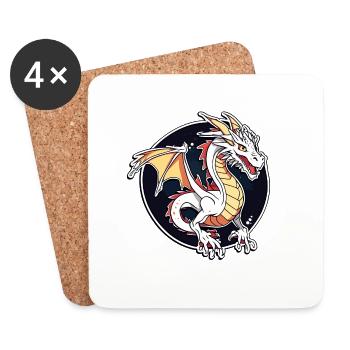 Dragon / Animal / Fire / Mythical Creatures / Fairy Tale - Coasters (set of 4) - white - Front