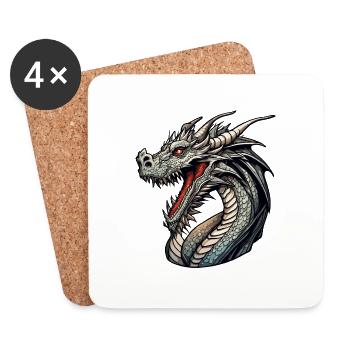 Dragon / Animal / Fire / Mythical Creatures / Fairy Tale - Coasters (set of 4) - white - Front