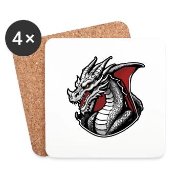 Dragon / Animal / Fire / Mythical Creatures / Fairy Tale - Coasters (set of 4) - white - Front