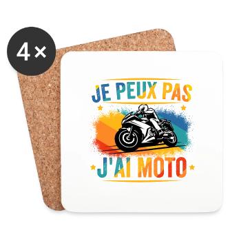 je peux pas j'ai moto - Dessous de verre (lot de 4) - blanc - Devant