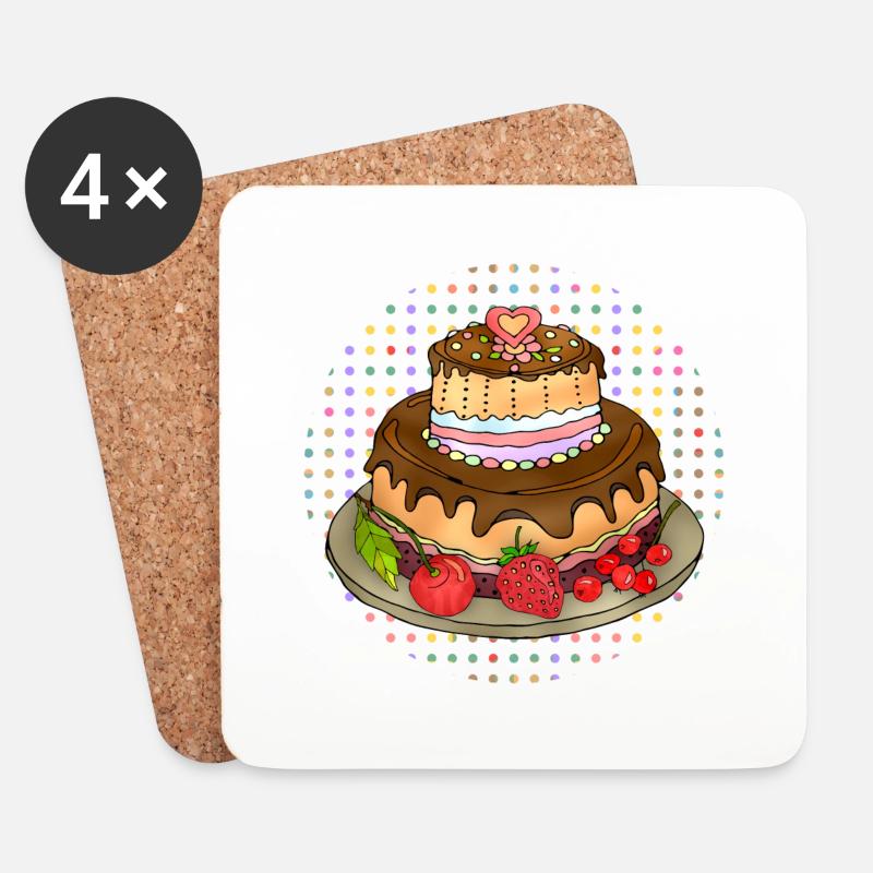 Kuchen - Untersetzer (4er-Set) - Weiß