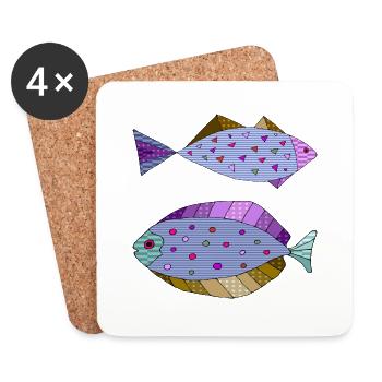 Poissons - Dessous de verre (lot de 4) - blanc - Devant