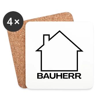 Bauherr Haus - Untersetzer (4er-Set) - Weiß - Vorne