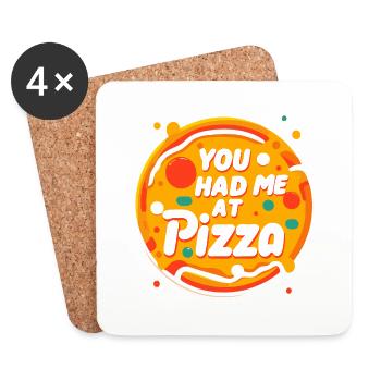 Du hattest mich bei Pizza - Untersetzer (4er-Set) - Weiß - Vorne