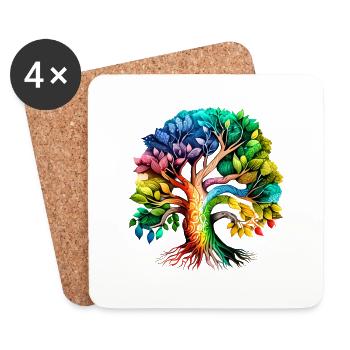Tree of Life Tree of Life Yoga Meditation - Coasters (set of 4) - white - Front