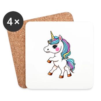 Einhorn Fabeltier Mädchen Einhörner Fabelwesen - Untersetzer (4er-Set) - Weiß - Vorne