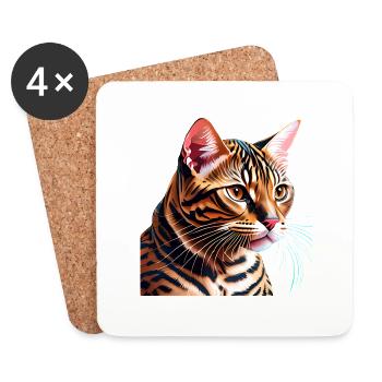 Bengalkatze Katzenbesitzer Kätzchen Bengalkätzchen - Untersetzer (4er-Set) - Weiß - Vorne