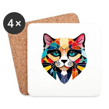 Cat, Cat Owner, Pet, Kitten, Domestic Cat - Coasters (set of 4) - white - Front