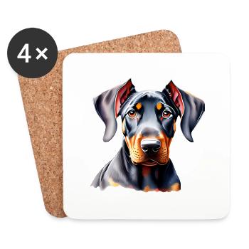 Doberman Doberman Trainer Doberman Puppy Dog - Coasters (set of 4) - white - Front