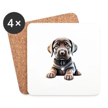 Labrador Propriétaire Labrador Retriever chiot - Dessous de verre (lot de 4) - blanc - Devant