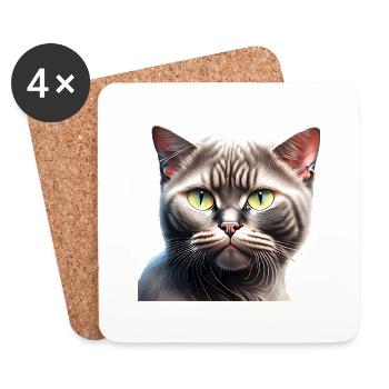 Chat domestique Chat British Shorthair Chaton - Dessous de verre (lot de 4) - blanc - Devant