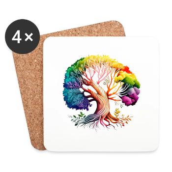 Lebensbaum Baum des Lebens Meditation Yoga - Untersetzer (4er-Set) - Weiß - Vorne