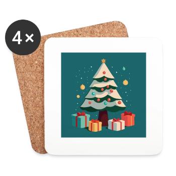 Weihnachtsbaum / Weihnachten /Tannenbaum - Untersetzer (4er-Set) - Weiß - Vorne