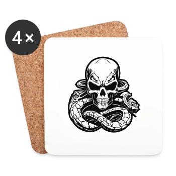 Cobraskull / Totenkopf / Skelett / Gothic / Grusel - Untersetzer (4er-Set) - Weiß - Vorne