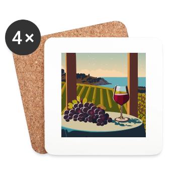 Rotwein / Wein / Weißwein - Untersetzer (4er-Set) - Weiß - Vorne