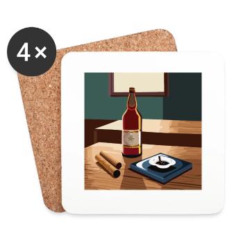 Whisky / Scotch / Zigarre - Untersetzer (4er-Set) - Weiß - Vorne