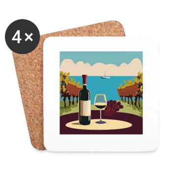 Wein / Rotwein / Weißwein - Untersetzer (4er-Set) - Weiß - Vorne