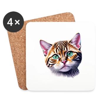 Hauskatze Katze Haustier Katzenbesitzer Kätzchen - Untersetzer (4er-Set) - Weiß - Vorne