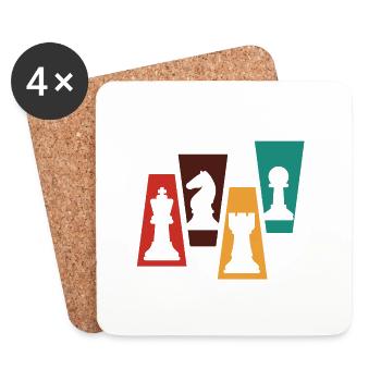 Vintage Retro Schachspiele - Geschenkidee Spiele - Untersetzer (4er-Set) - Weiß - Vorne