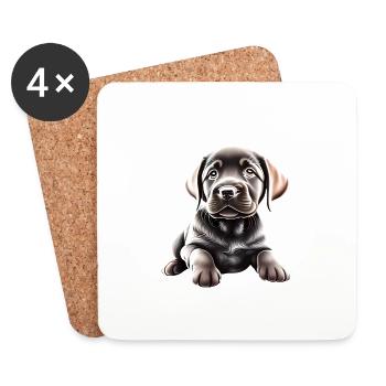 Labrador Propriétaire Labrador Retriever chiot - Dessous de verre (lot de 4) - blanc - Devant