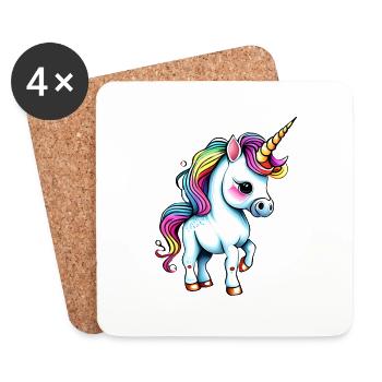 Fabeltier Einhorn Mädchen Einhörner Fabelwesen - Untersetzer (4er-Set) - Weiß - Vorne