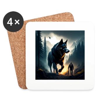 Big wolf in woods - Untersetzer (4er-Set) - Weiß - Vorne