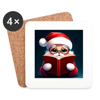 Kawaii Santa Claus with book - Untersetzer (4er-Set) - Weiß - Vorne