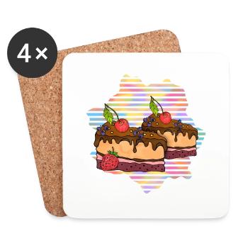 Cake - Coasters (set of 4) - white - Front