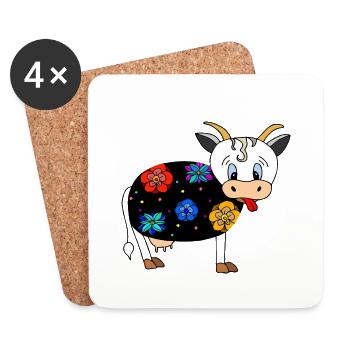 Vache - Dessous de verre (lot de 4) - blanc - Devant