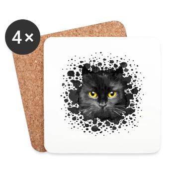 Katze - Untersetzer (4er-Set) - Weiß - Vorne