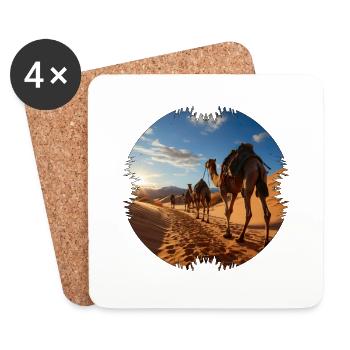 Travel with a camel caravan - Coasters (set of 4) - white - Front