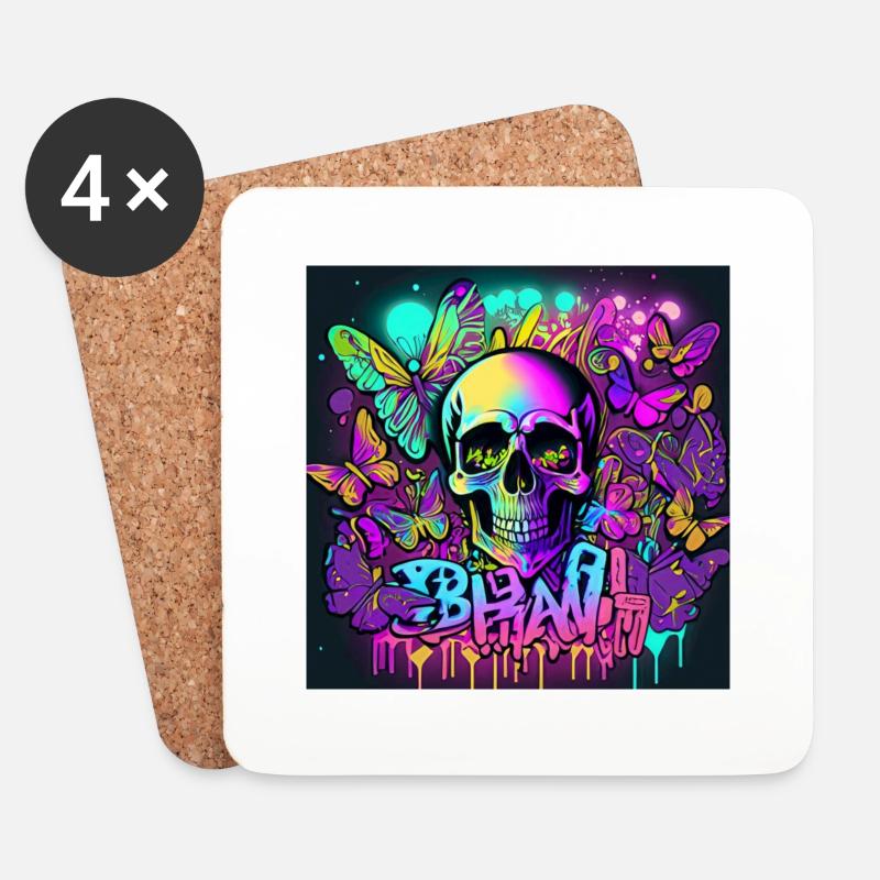 Skull - Coasters (set of 4) - white