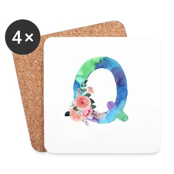 Letter q watercolour - Coasters (set of 4) - white - Front