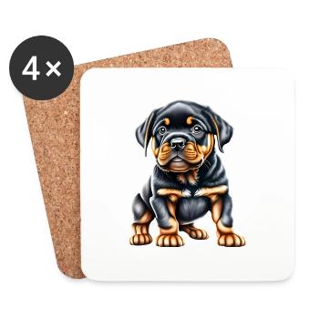 Rottweiler Dog Puppy Dogs Rottweiler Puppy - Coasters (set of 4) - white - Front