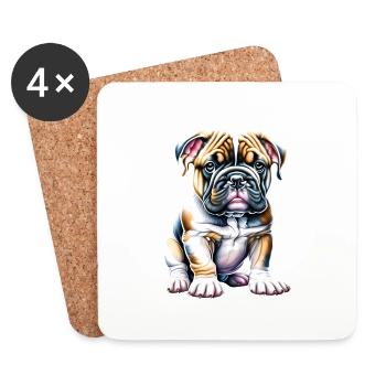 Dog Owner English Bulldog Dog Mastiff Dogs - Coasters (set of 4) - white - Front
